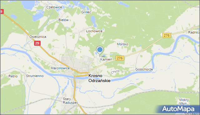 mapa Kamień, Kamień gmina Krosno Odrzańskie na mapie Targeo